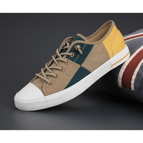 Spring New Low-cut Mens Canvas Shoes Summer Round Toe Lace Up Mens Casual Shoes Fashion Mens Sneakers