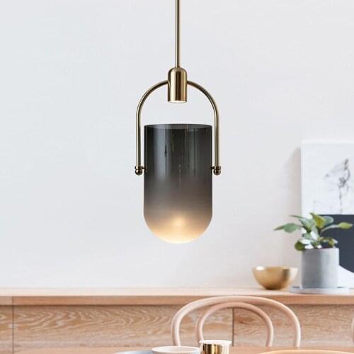 Nordic Minimalist Glass Pendant Light Modern Luxury Light Personality Bucket Restaurant Bar Bedroom Bedside Pendant Lamp