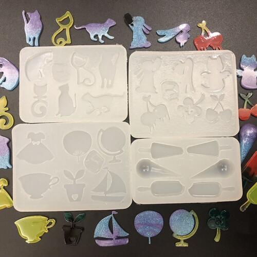 New Transparent Silicone Mould Resin Decorative Craft DIY Ice cream cat cherry combination Type epoxy resin molds for jewelry