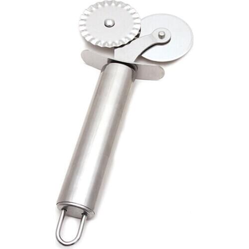 New Pizza Cutter Round Double Wheel Roller Stainless Steel Kitchen Tool For Pastry Pasta
