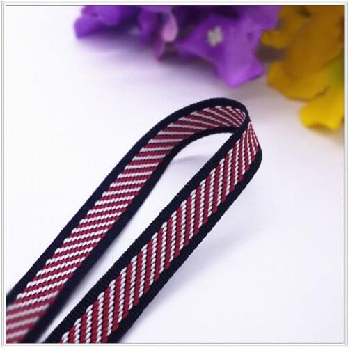 New (1 meter) 10mm Red White twill Geometry woven jacquard grosgrain ribbon DIY handmade Clothing shoes decorative accessories