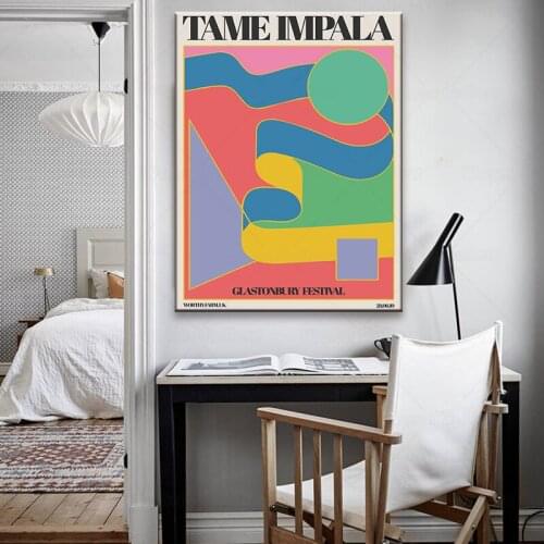 Tame Impala At Glastonbury Gig Poster Vintage Colorful Canvas Painting Retro Wall Pictures for Living Room Home Decor