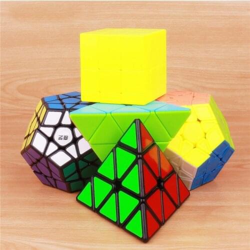 Qiyi megaminxeds magic speed qiyi cube stickerless pyramidcube professional puzzle mirror cube educational toys for children