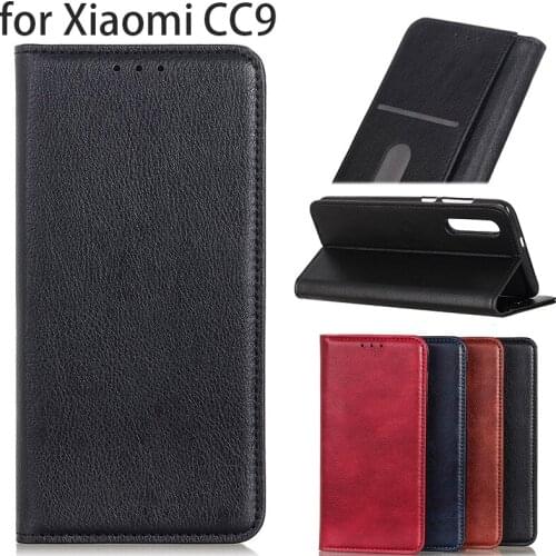 For Xiaomi CC9 Luxury Magnetic Lychee PU Leather Flip Case, MI CC9 Wallet Stand Cover fundas