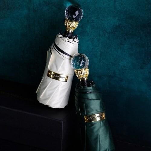 Luxury Crystal Five Folding Umbrella Rain Women Top Brand Portable UV Protection Creative Sun Umbrella Patio 8K Mini Parasol