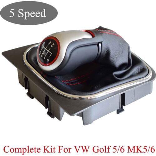 For Volkswagen Golf 5/6 MK5 MK6 Scirocco octavia Genuine leather Car Gear Shift Knob Lever Stick Pen 5 6 Speed handle ball boot