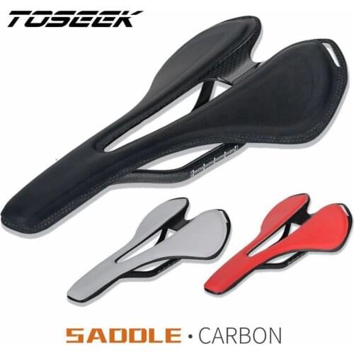Bicycle Seat Saddle Bike Road MTB Cycling Saddle Carbon Fiber Saddle Leather Soft Seat Cushion Red/Black/White