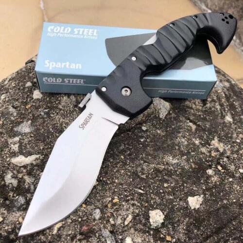 Cold Steel Spartan Folding pocket Knife Stonewashed Blade, Griv-Ex Handles tactical utility knife survival tool self defense
