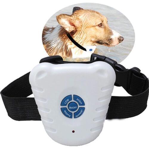 Ultrasonic Dog Pet Stop Barking Anti Bark Training Trainer Control Collar White