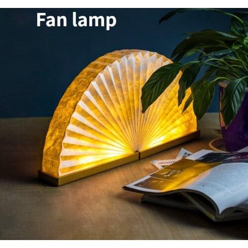 {Fan Lamp}Creative Small Night Light Foldable Book Light USB Charging Night Light Chinese Style Gift Bedroom Study Bedside Lamp