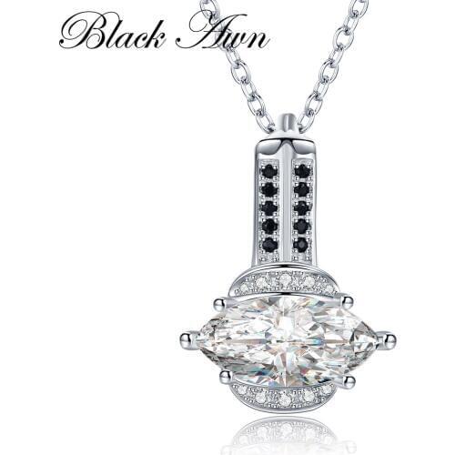 925 Sterling Silver Fine Jewelry Trendy Engagement Punk Necklaces for Women Wedding Pendants Silver Necklace P054