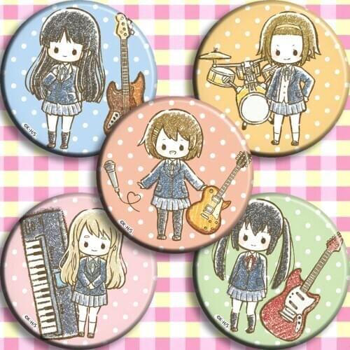 58mm Buttons badges K-ON Hirasawa Yui Akiyama Brooch round icons Acrylic Pins