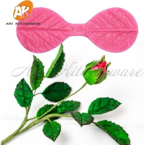 2Pcs Set Leaf Mold Veiner Mould Fondant Tool Set Food Grade Silicone Fondant Mold Baking Tool Cake Tool