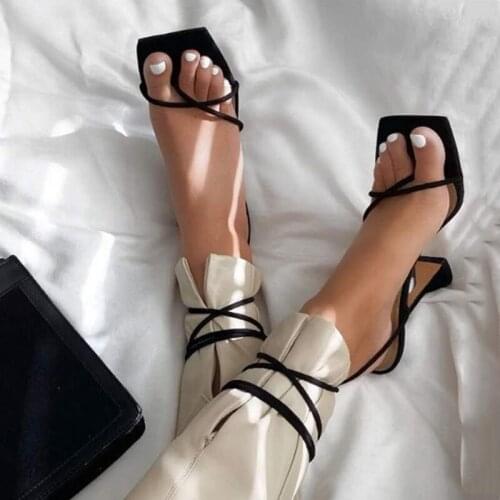 2020 Women shoes gladiator sandals 11cm high heels sandals summer party dress shoes cross strap lace-up pumps size 41 42