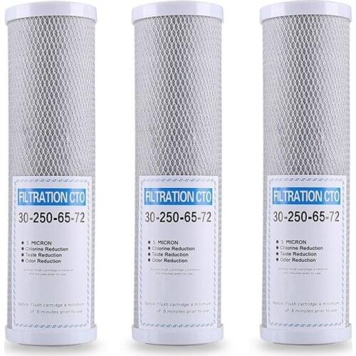 3Pcs Water Filter Activated Carbon Cartridge Filter 10 Inch Cartridge Replacement Purifier CTO Block Carbon Filter