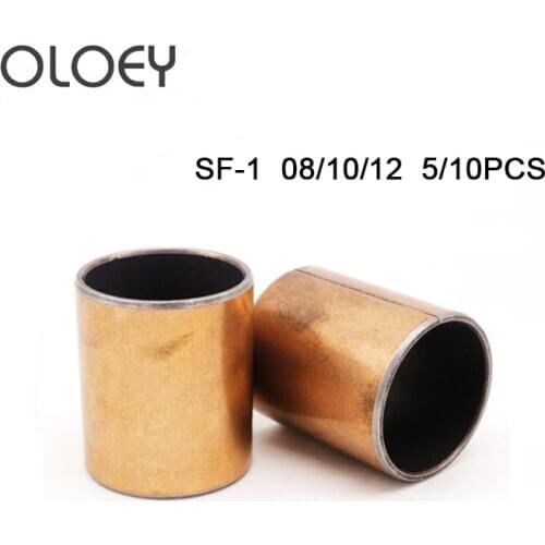 Free Shipping High Quality 5/10PCS Inner Diameter 8 10 12 14mm SF-1 Self-lubricating Bearing Oilless Bushing Sleeve Heigh 5-20mm