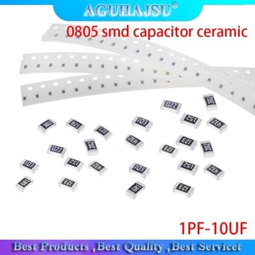 500PCS 0805 smd capacitor ceramic 1PF-10UF 20PF 220PF 330PF 680PF 4.7NF 22NF 33NF 10NF 100NF 1UF 2.2UF 4.7UF 10UF capacitors