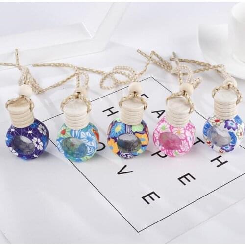 Car Aroma essential oil bottle pendant glass+polymer clay reuse Empty perfume bottle 300pcs