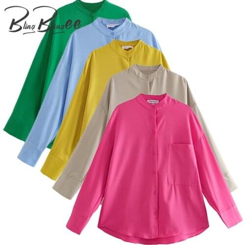 BlingBlingee Za 2021 Summer Woman Traf Tops Thin Style Long Sleeve Pocket Front Loose Shirt Casual Green Yellow White Tops