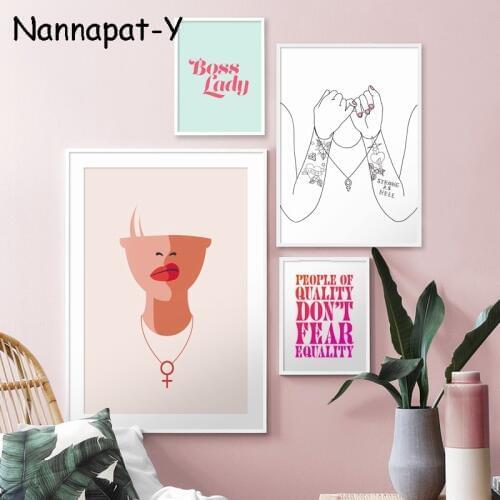 Boss Lady Pinky Promise Girl Tattoo Quote Wall Art Canvas Painting Nordic Posters And Prints Wall Pictures For Living Room Decor