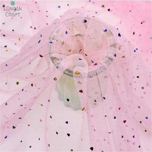 Bronzed Heart Soft Mesh Lace Fabric For Girls' Tulle Dress Garmant Sewing Decorative Mesh Fabric 50cm*150cm