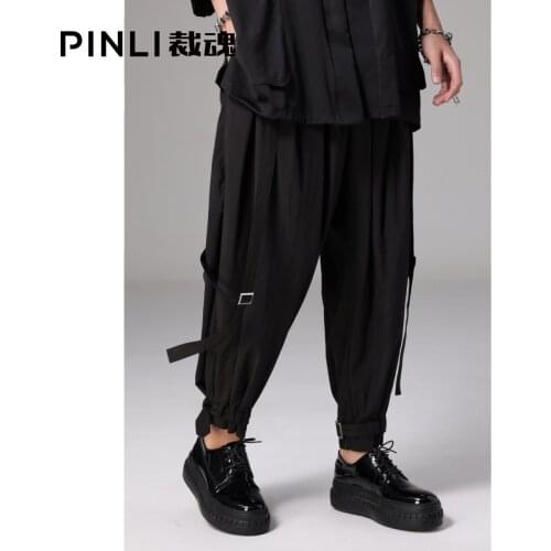 Free shipping New Mens Male Fashion Original Design Unique Pinli 2021 Summer Small Feet Casual Cropped Pants Black BC211117099