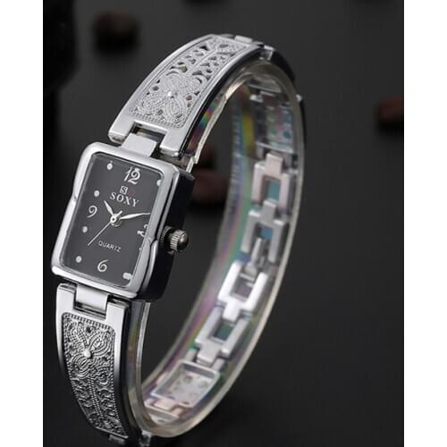 Women Bracelet Watch Rectangle Dial Carved Pattern Womens Watches Casual Time Quartz wristwatch female ladies reloje Gold silver