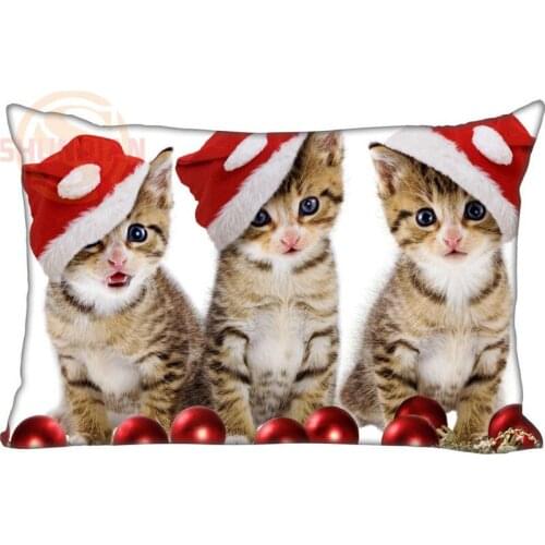 Custom Pillowcase Cats Christmas rectangle Zipper Pillow Throw Pillow Case Cover 45x35cm(One Side) Printed