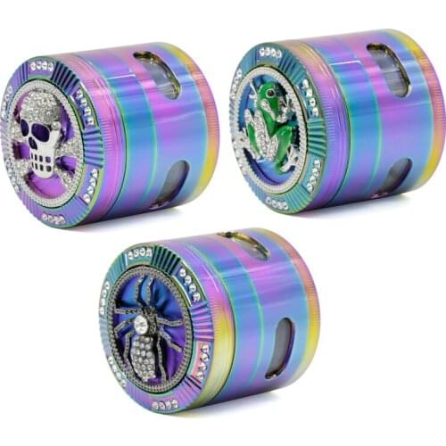 Zinc Alloy 4-Layer Tobacco Herb Grinder 63mm Diameter for Dry Weed with Side Windows Smoke Grinders Crusher Machine