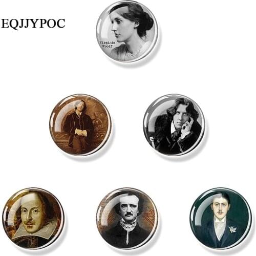 Oscar Wilde Portrait Fridge Magnet Glass Cabochon Marcel Proust Virginia Woolf Edgar Allan Poe William Shakespeare Photo Sticker