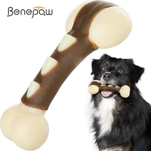 Benepaw Eco-friendly Dog Bone For Aggressive Chewers Durable Beef Flavored Toy Dog Puppy Toys For Small Large Dogs Teething