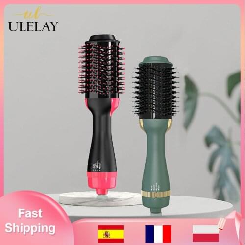 ULELAY Hot Air Brush & Volumizer Multifunctional Hair Dryer Hair Curler Straightener Comb Electric Blow Dryer With Comb