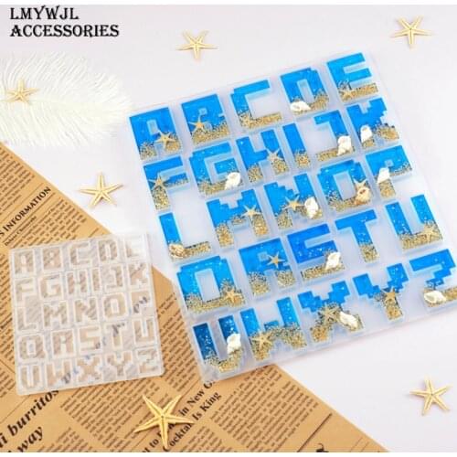 26 Pixel Letter Epoxy Resin Mold DIY Capital Letter Jewelry Molds for Resin Casting Handicraft Accessories Letter Resin Mold
