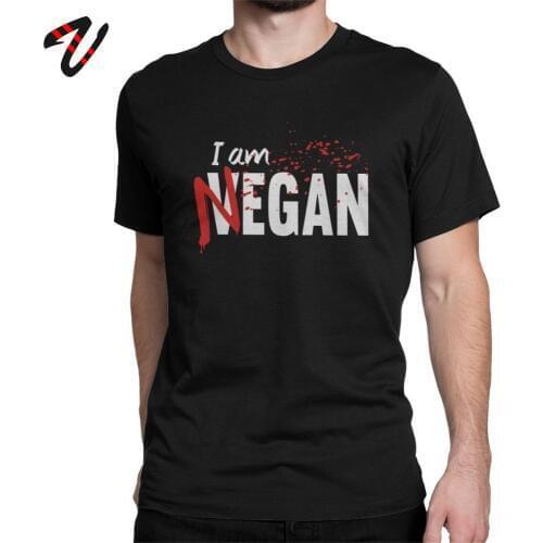 I'm Negan T Shirt Men 100% Cotton Slogan T-Shirts Crewneck 80s Walking Dead Vegan Vegetarian Tees Short Sleeve Clothing Oversize
