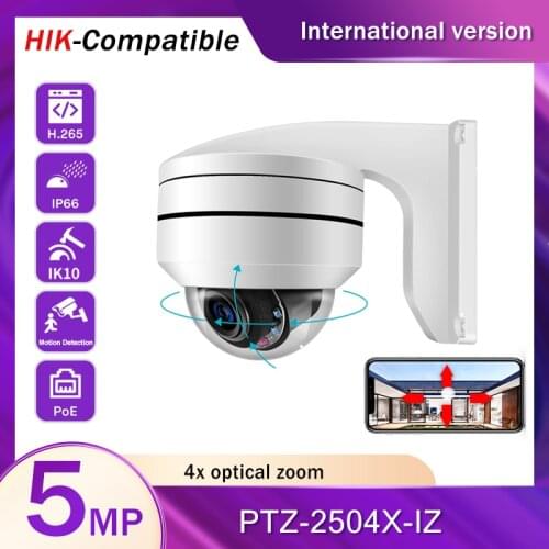 PTZ HD IP Surveillance Camera Pan&Tilt 5MP 4xZoom Power 2.8-12mm 50M IR Reliable In Hot Weather&Humidiy H.265 Compatible Hikvisi