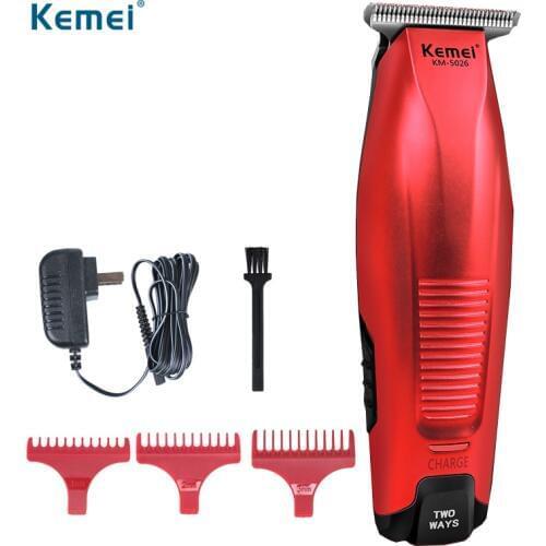 Kemei Professional Hair Clipper Cordless 0mm Baldheaded Hair Beard Trimmer Red Color Precision Hair Cutter Haircut Machine