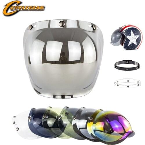 Motorcycle helmet retro helmet half helmet bubble mirror three button safety windproof lens with bracket set