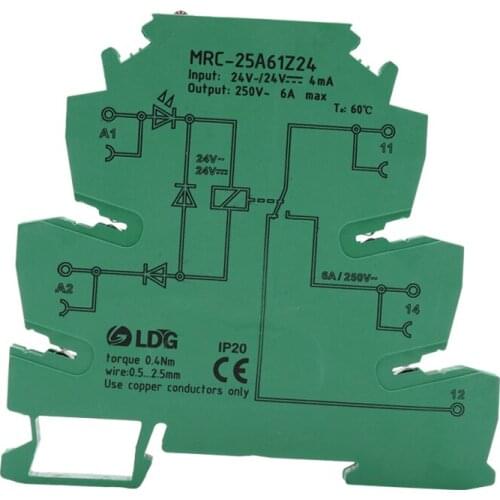 MRC-25A61Z24 10pcs PLC Programmable Board Relay Module 24V AC Input 6A 250VAC/DC Output Electromagnetic Contact Relay Din Rail
