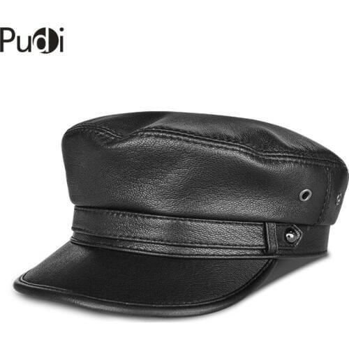 Pudi HL822 Man Genuine Leather Baseball Cap Hat 2018 Brand New Black Real Lerther Student Trucker Sport Caps Hats Black