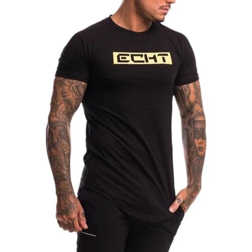 New Short Men Bodybuilding T-Shirt Men Cotton Gyms T-shirt O-neck Short Sleeve Tshirts Casual Slim Fit Top Tees Student clothing