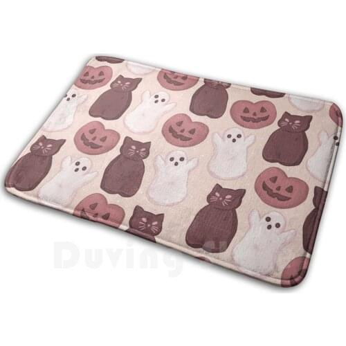 Halloween Marshmallows Soft Orange Soft Non-Slip Mat Rug 1339 Carpet Cushion Kitties Pumpkin Pumpkins Jack Lantern Cat