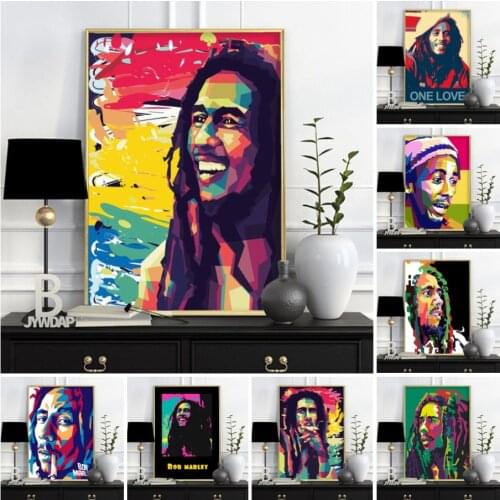 Bob Marley Band Music Singer Star Modern Wall Art Picture Posters and Prints Canvas Painting for Bedroom Living Room Home Decor