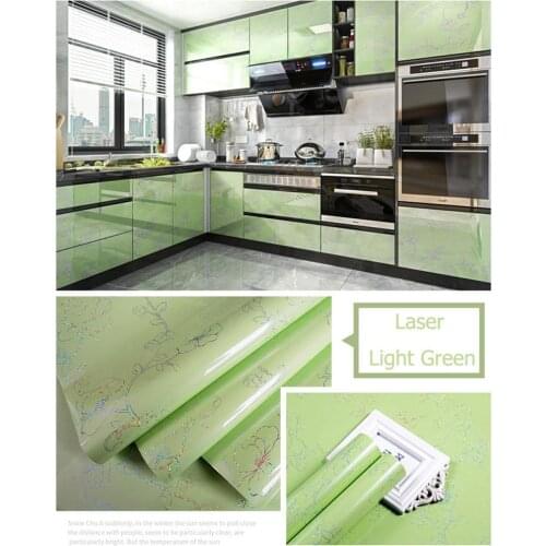 New Vinyl PVC Oil-Proof Self Adhesive Wallpaper Furniture Desktop Waterproof Pearl Kitchen Wall Paper Home Decor Cabinet Sticker