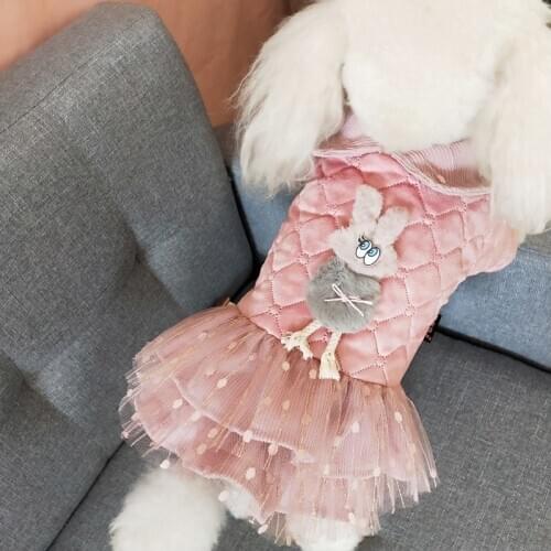 New Cute Dog Dress Clothes Autumn Winter Pet Thick Princess TuTu Skirt Lace Mesh Yarn Puppy Cat Wedding Dresses for Dogs Cats