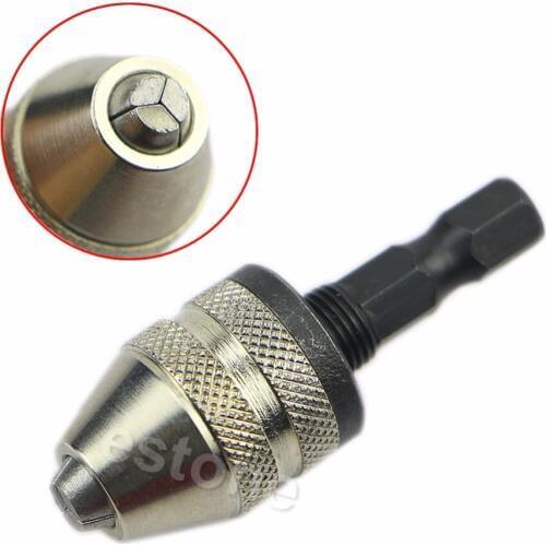 New 6mm 1/4" Keyless Drill Bit Chuck Hex Shank Quick Change Adapter Converter