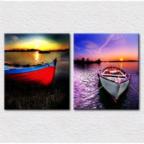 Fine Gift Canvas Print photos 2pcs set travel sencery painting beach in the Sunset wall decoration pictures for bedroom