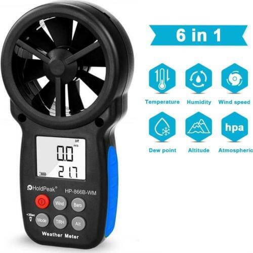 Anemometer HoldPeak HP-866B-WM Wind Speed Meter Digital Sensor Cup Anemometro 30m/s LCD Hand-held Measure tool Air Humidity