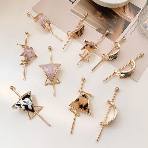 Korean Plate Hairpin Alloy One Word Ancient Style Retro Temperament Trend Cold Wind Pearl Hair Fork Hanfu Headdress