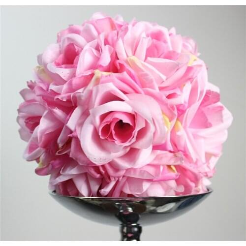 SPR Free shipping high grade PINK 20CM*10pcs/lot Pomander rose ball wedding kissing flower ball party/home decoration flower