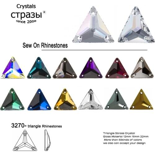 Rhinestone Triangle Flat Back Crystal Glass NO Hotfix Sew on Rhinestones Crystal for Decoration Dress Clothing Jewel Accessorie